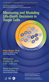 2010 Stetten Lecture poster - Measuring and Modeling Life-Death Decisions in Single Cells