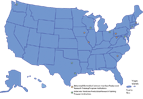 Map of United States showing Behavioral-Biomedical Sciences Interface Predoctoral Research Training Program Institutions