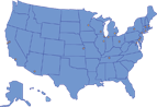 Map of United States showing Chemistry-Biology Interface Research Training Program Institutions