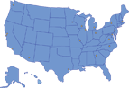 Map of United States showing Systems and Integrative Biology Predoctoral Research Training Program Institutions